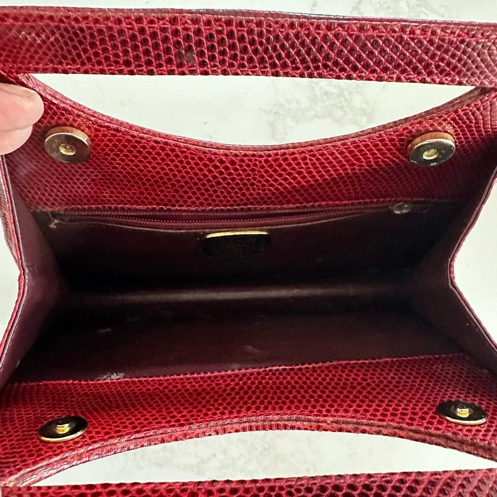 Siso made In Italy Handbag Purse Red snakeskin Leather VINTAGE great condition